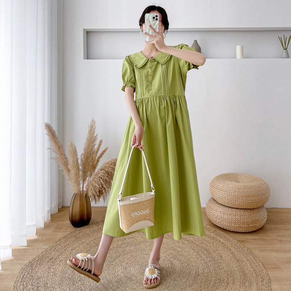 Izrezana haljina s volanima i gumbima pogodna za trudnice