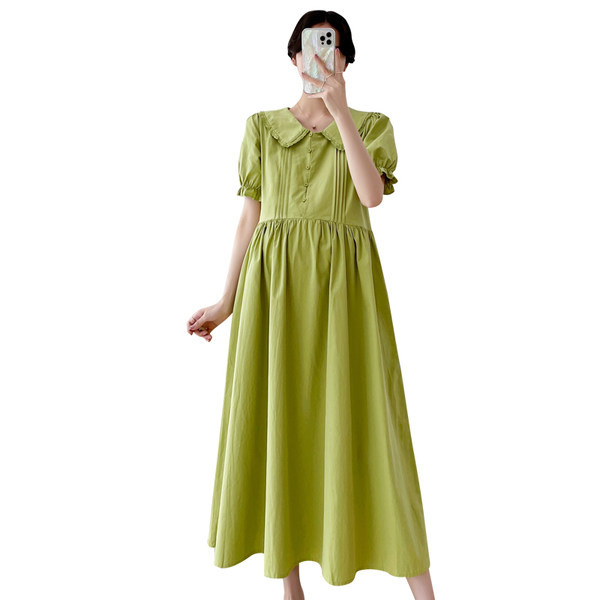 Izrezana haljina s volanima i gumbima pogodna za trudnice