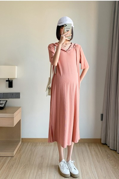 Ženska ležerna haljina za trudnice s kapuljačom