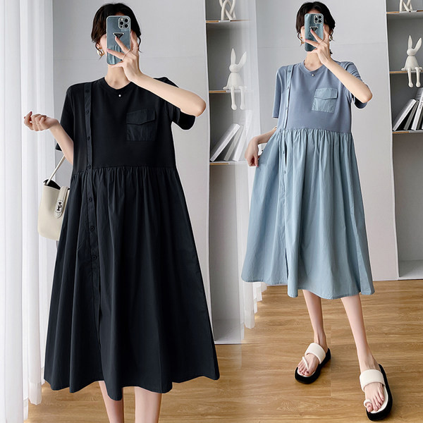 Vasaras kleita piegriezuma rakstā ar asimetrisku aizdari grūtniecēm