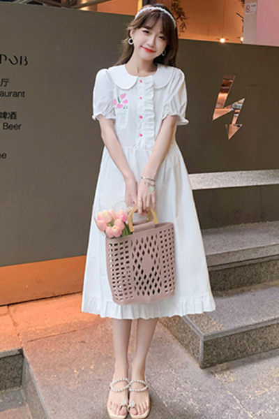 Sieviešu vasaras kleita ar izšuvumu grūtniecēm