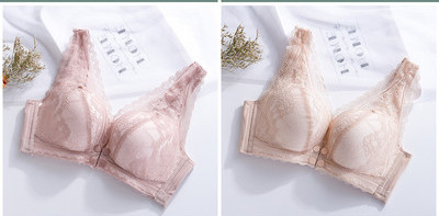 Sieviešu krūšturis barošanai ar mežģīnēm un aizdari priekšpusē - komplektā 2 gab