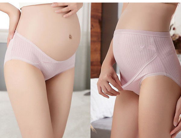 Kokvilnas grūtnieču biksītes ar zemu vidukli - komplektā 4