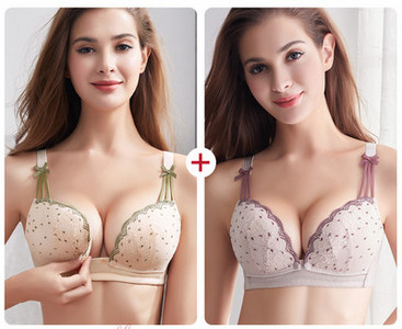 Sieviešu krūšturis ar mežģīnēm un lentēm barojošām māmiņām