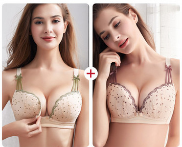 Sieviešu krūšturis ar mežģīnēm un lentēm barojošām māmiņām