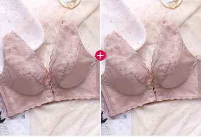 Δαντελένιο σουτιέν κατάλληλο για θηλασμό με μεταλλικό κούμπωμα μπροστά - 2 τεμάχια σε ένα σετ