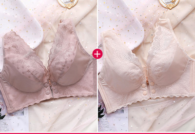 Δαντελένιο σουτιέν κατάλληλο για θηλασμό με μεταλλικό κούμπωμα μπροστά - 2 τεμάχια σε ένα σετ