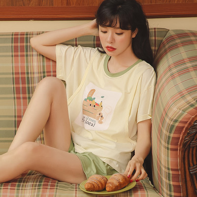 Medvilninė vasarinė pižama, tinkanti nėščiosioms