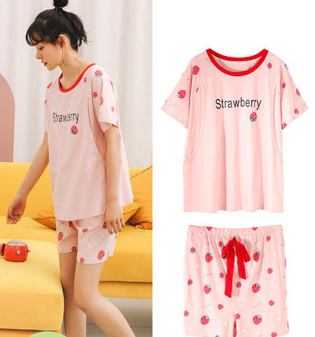 Pijamale de vara din bumbac pentru gravide