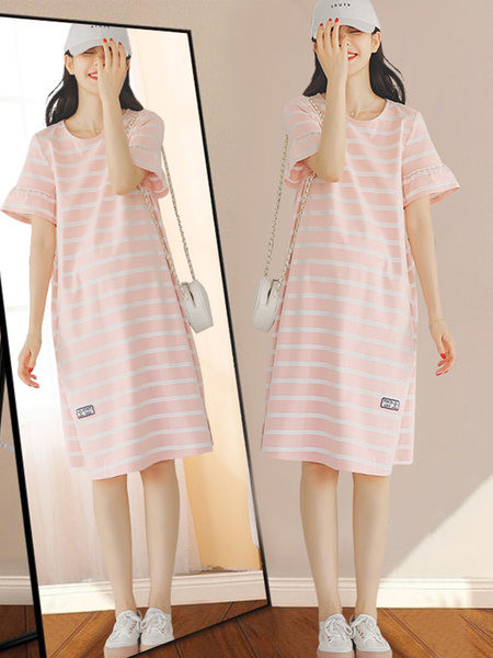 Ženska prugasta pidžama s lotos rukavima