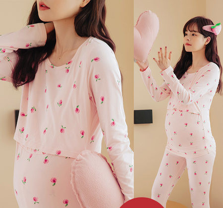 Пролетно-есенна памучна пижама за бременни