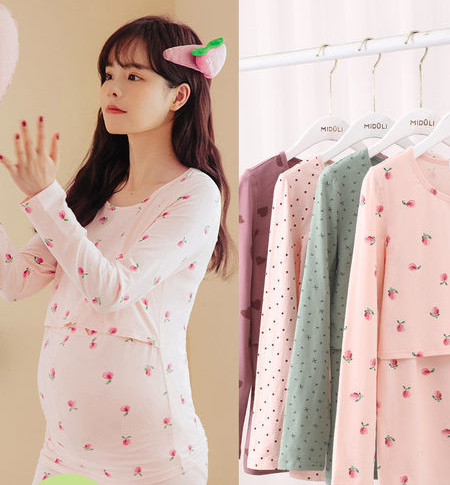 Pavasara-rudens kokvilnas grūtnieču pidžama