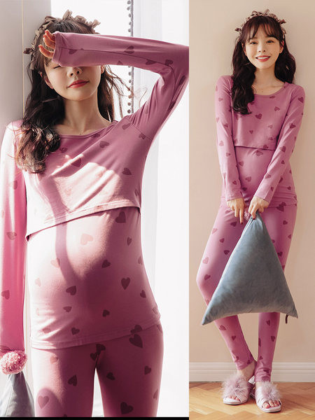 Pavasara-rudens kokvilnas grūtnieču pidžama