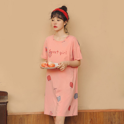 Moteriški naktiniai nėščiųjų naktiniai marškiniai su apvalia kakle