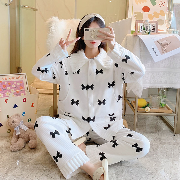 Pamučna zimska pidžama za trudnice