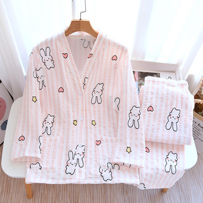 Sieviešu kokvilnas pidžama ar pogām piemērota grūtniecēm