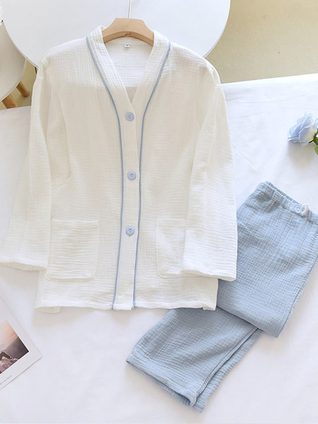 Sieviešu kokvilnas pidžama ar pogām piemērota grūtniecēm