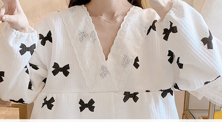 Kokvilnas grūtnieču pidžama ar garām piedurknēm