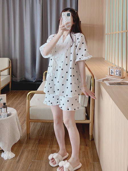 Γυναικείες πιτζάμες εγκυμοσύνης με μυτερή λαιμόκοψη