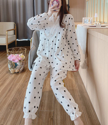Памучна пижама  с къдри за бременни