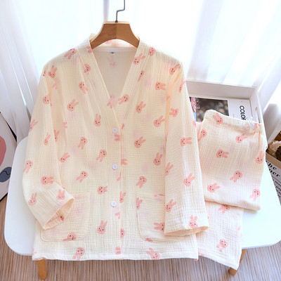 Sieviešu kokvilnas grūtnieču pogas pidžama