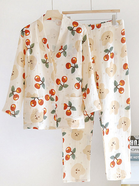 Sieviešu kokvilnas grūtnieču pogas pidžama