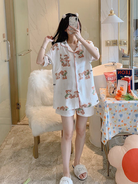 Vasaras kokvilnas grūtnieču pidžama