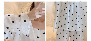 Разкроен модел дамска пижама от памук за бременни