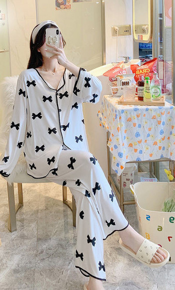 Нов модел дамска пижама с копчета -две части за бременни