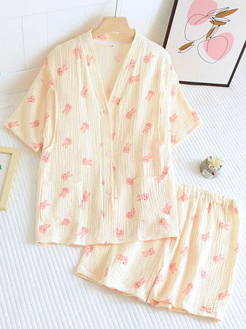 Лятна памучна пижама с копчета за бременни