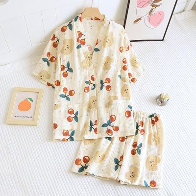 Vasaras kokvilnas grūtnieču pidžama ar pogām