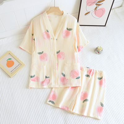 Vasaras kokvilnas grūtnieču pidžama ar pogām