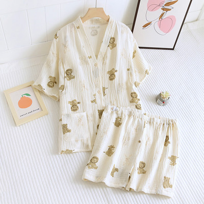 Vasaras kokvilnas grūtnieču pidžama ar pogām