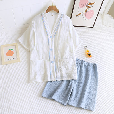 Vasaras kokvilnas grūtnieču pidžama ar pogām