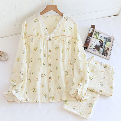 Pavasara-rudens kokvilnas grūtnieču pidžama