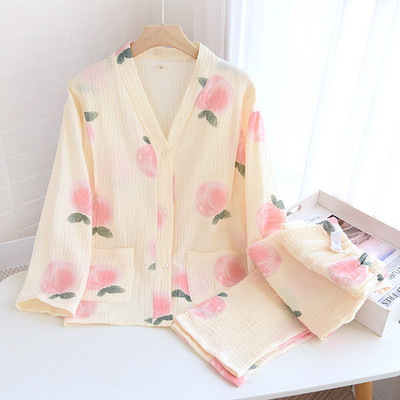 Βαμβακερές πιτζάμες εγκυμοσύνης με μακρυμάνικο κουμπιά