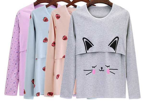 Sieviešu pidžamas tops ar grūtnieču aplikāciju