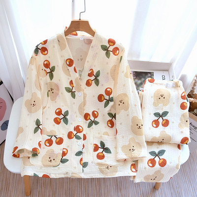 Sieviešu kokvilnas grūtnieču pidžama ar krāsainu apdruku