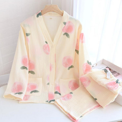 Sieviešu kokvilnas grūtnieču pidžama ar krāsainu apdruku