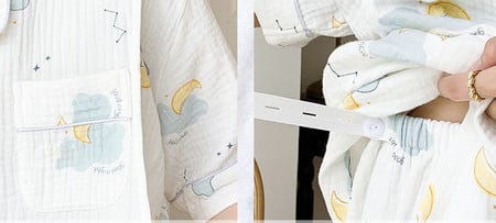 Γυναικεία βαμβακερή πιτζάμες εγκυμοσύνης με κουμπιά - κοντά μανίκια