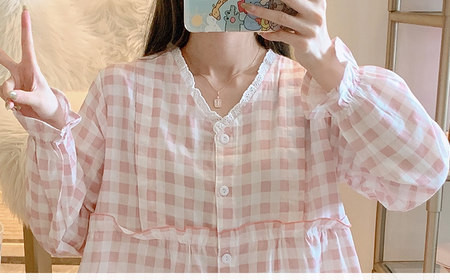 Dvodijelna ljetna trudnička pidžama dugih rukava s volanima