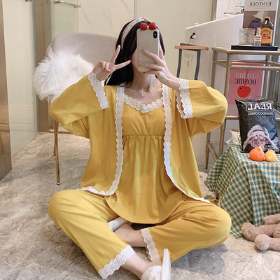 Sieviešu mežģīņu pidžama - trīsdaļīgs komplekts grūtniecēm