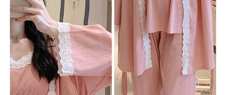 Sieviešu mežģīņu pidžama - trīsdaļīgs komplekts grūtniecēm