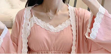 Sieviešu mežģīņu pidžama - trīsdaļīgs komplekts grūtniecēm