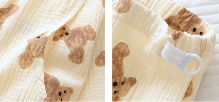 Kokvilnas pidžama ar garām piedurknēm ar krāsainu apdruku