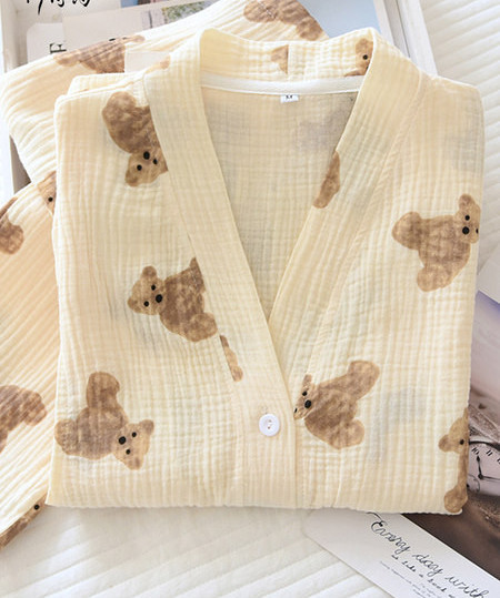 Kokvilnas pidžama ar garām piedurknēm ar krāsainu apdruku