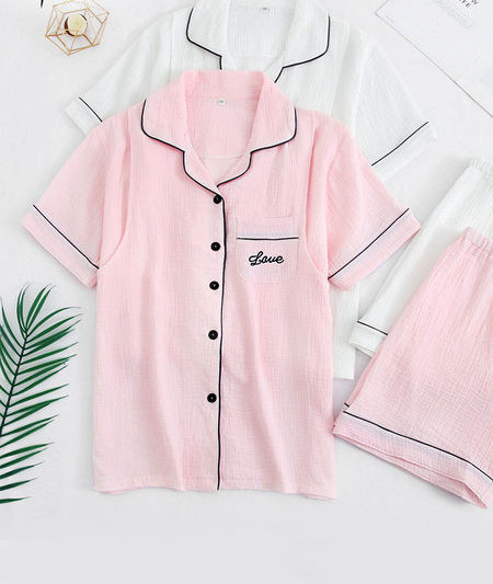 Ženska ljetna pidžama s vezom za trudnice