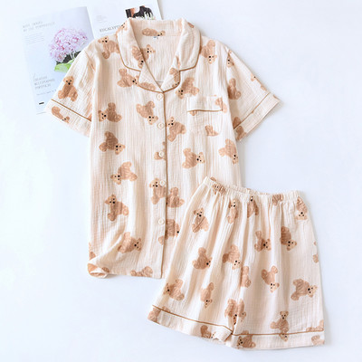 Vasaras kokvilnas pidžama ar pogām