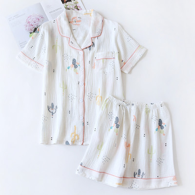 Vasaras kokvilnas pidžama ar pogām