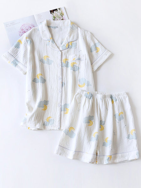 Vasaras kokvilnas pidžama ar pogām